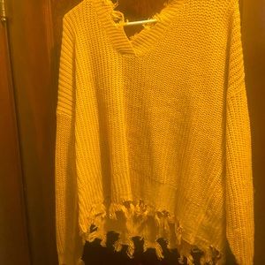 Yellow distressed sweater